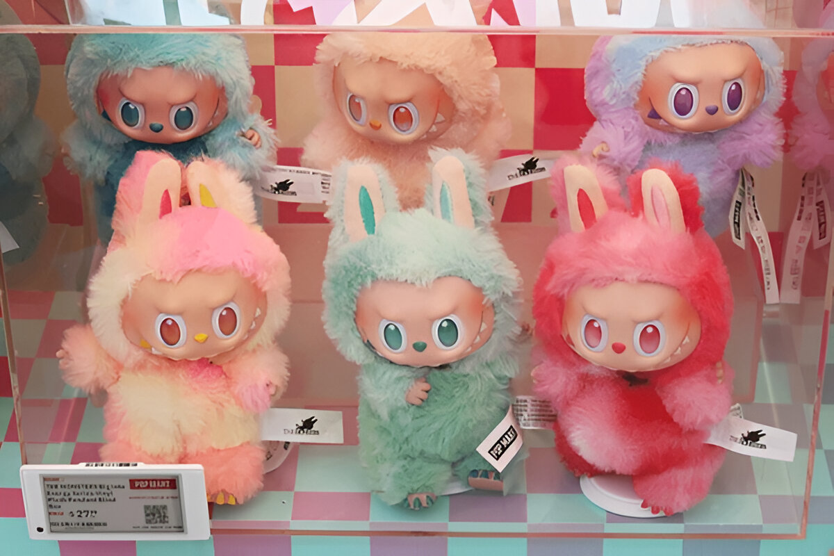 Real vs fake Labubu toy comparison showing packaging, paint quality, and material differences.